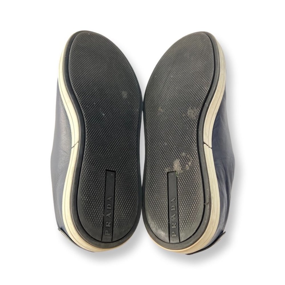 Prada navy leather men fashion sneakers size 10 - Picture 5 of 8